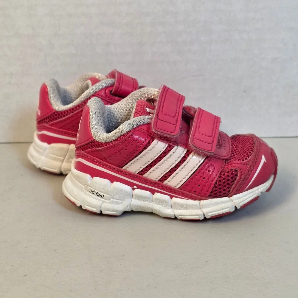 Adidas Adifast Baby Girls Toddler 4K Pink White Athletic Sneakers Hook Loop